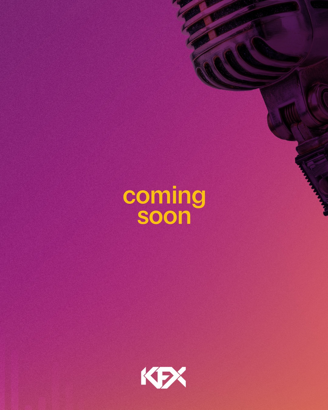 Mikrofon dengan warna magenta dan pengumuman coming soon ID Star